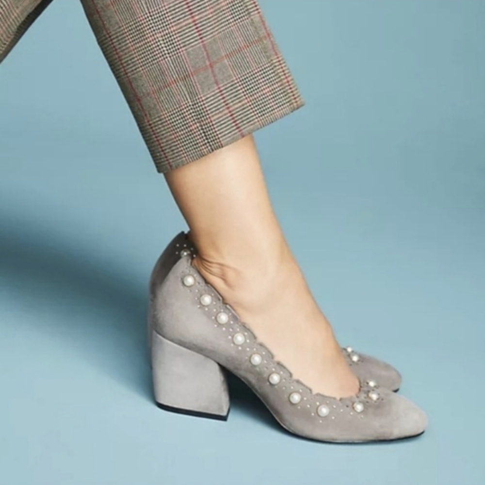 Botkier New York Holly pearl-embellished suede block-heel pump Size 6